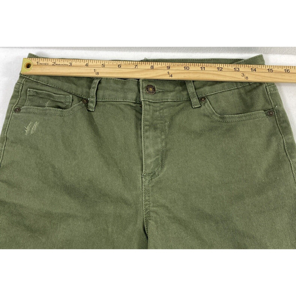 Scoop Jeans Womens Size 8 Retro Boy Olive Green‎ Raw Hem Distress Straight - Picture 8 of 15